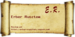 Erber Rusztem névjegykártya